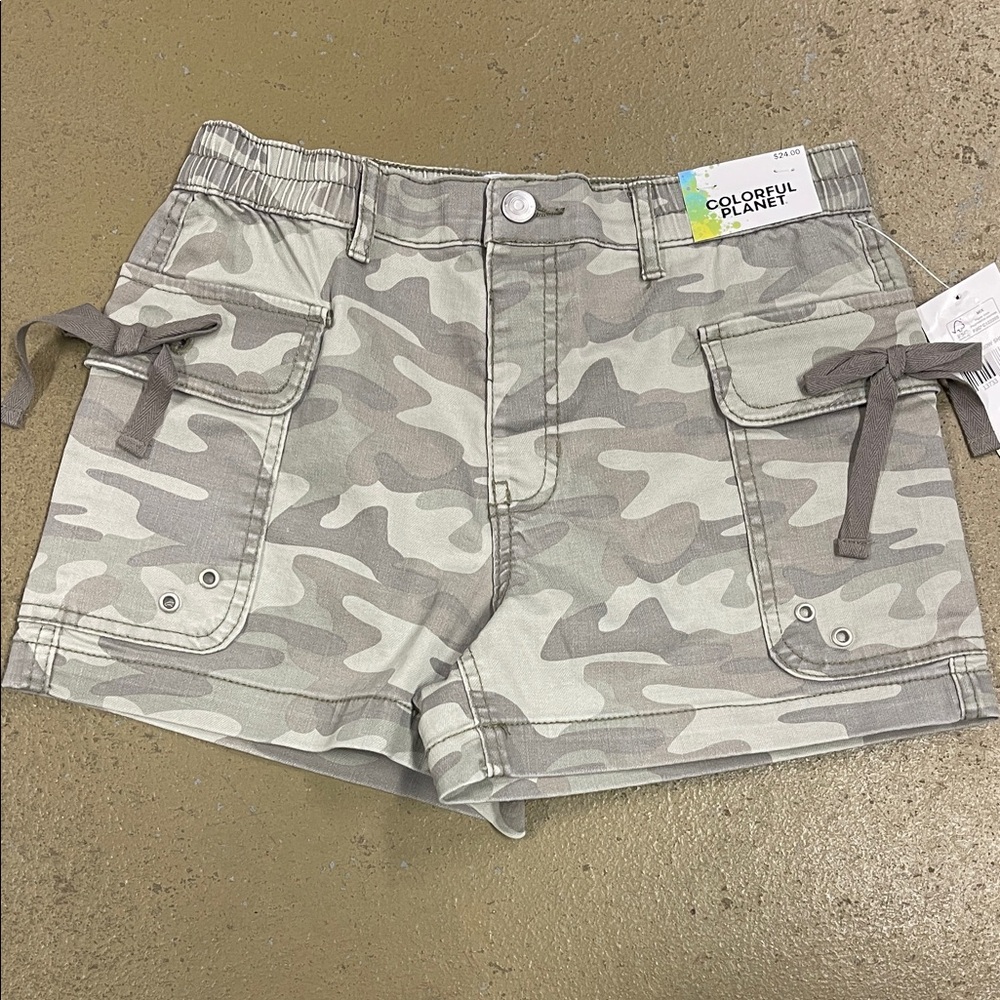 COLORFUL PLANET Camouflage Cargo Bow Shorts Girls Size 14 NWT